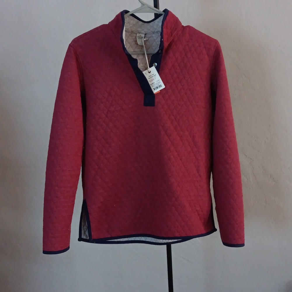 Marine Layer Women's Red Corbet Reversible Button Up Sweatshirt Size XS